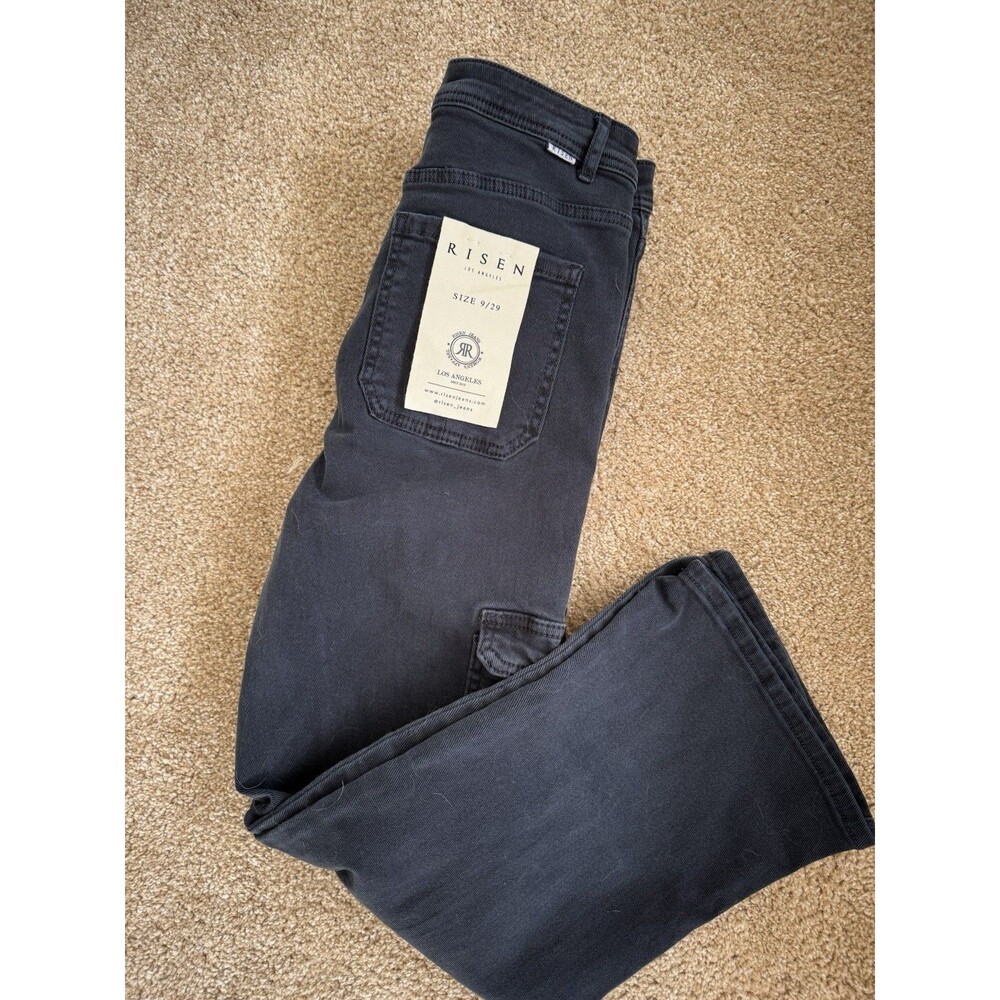 Risen Jeans 9/29 Cargo High Rise Navy Blue Stretch Denim Womens Jeans NWT - Picture 3 of 8